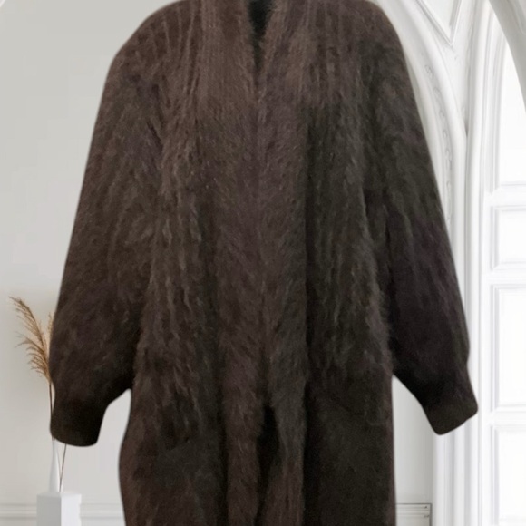 VNTG Angora Mobwife Fuzzy Open Front Coat - Picture 2 of 16